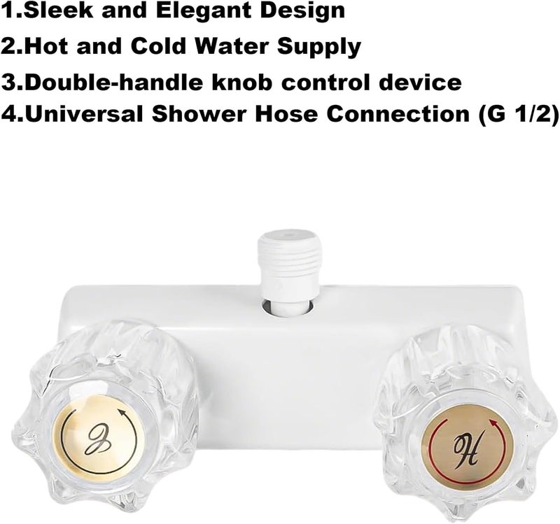 MarisFlow RV Shower Faucet with Shower head and Hose - Non-Metallic RV Shower Kit, On/Off Valve & Diverter, Handheld Shower Replacement for RV,5thWheels,Motorhomes,Travel Trailers,Campers（White） - Image 4